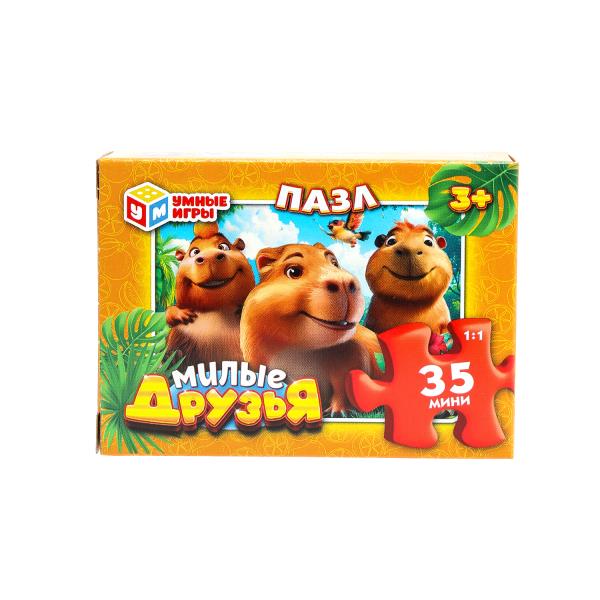 МИКС № 19. Пазлы в коробке 35 деталей 4 в 1. 90х65х25 мм. Умные игры в уп.32шт в кор.8уп