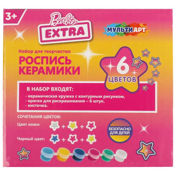 Набор д/дет тв-ва Барби кружка для росписи (краски, кисточка) МУЛЬТИ АРТ в кор.24шт