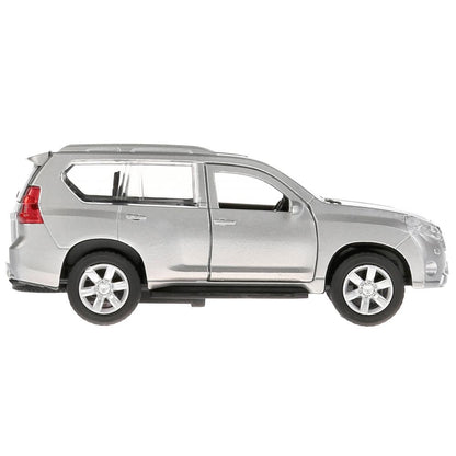 Машина металл "TOYOTA PRADO" 12см, открыв. двери, инерц, СЕРЕБРИСТЫЙ в кор. Технопарк в кор.2*36шт