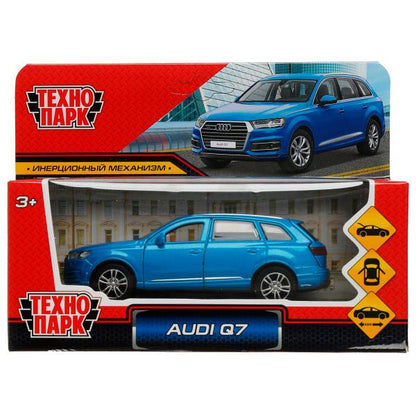 Машина металл AUDI Q7 длина 12 см, двер, багаж, инер, СИНИЙ, кор. Технопарк в кор.2*36шт
