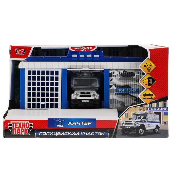 Игрушка пластик свет-звук ПОЛИЦЕЙСКИЙ УЧАСТОК 22 см, ворота, uaz HUNTER,кор. Технопарк в кор.2*18шт