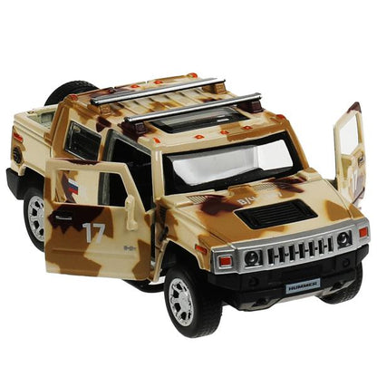 Технопарк. Модель "Hummer H2 Пикап Камуфляж" 12 см,мет,двер,ба,инер,песочный арт.HUM2PICKUP-12MIL-BN