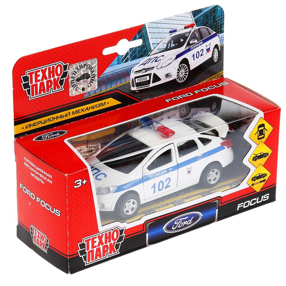 Машина металл FORD Focus полиция 12см, инерц., открыв.двери и багажник в кор. Технопарк в кор.2*24шт