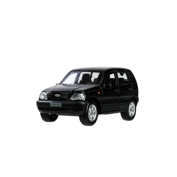 Машина металл LADA NIVA длина 12 см, двери, багаж, инерц, черный, кор. Технопарк в кор.2*36шт