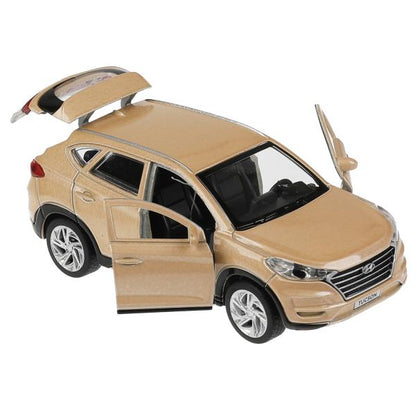 Машина металл HYUNDAI TUCSON длина 12 см, двери, багаж., инер, бежевый, кор. Технопарк в кор.2*36шт
