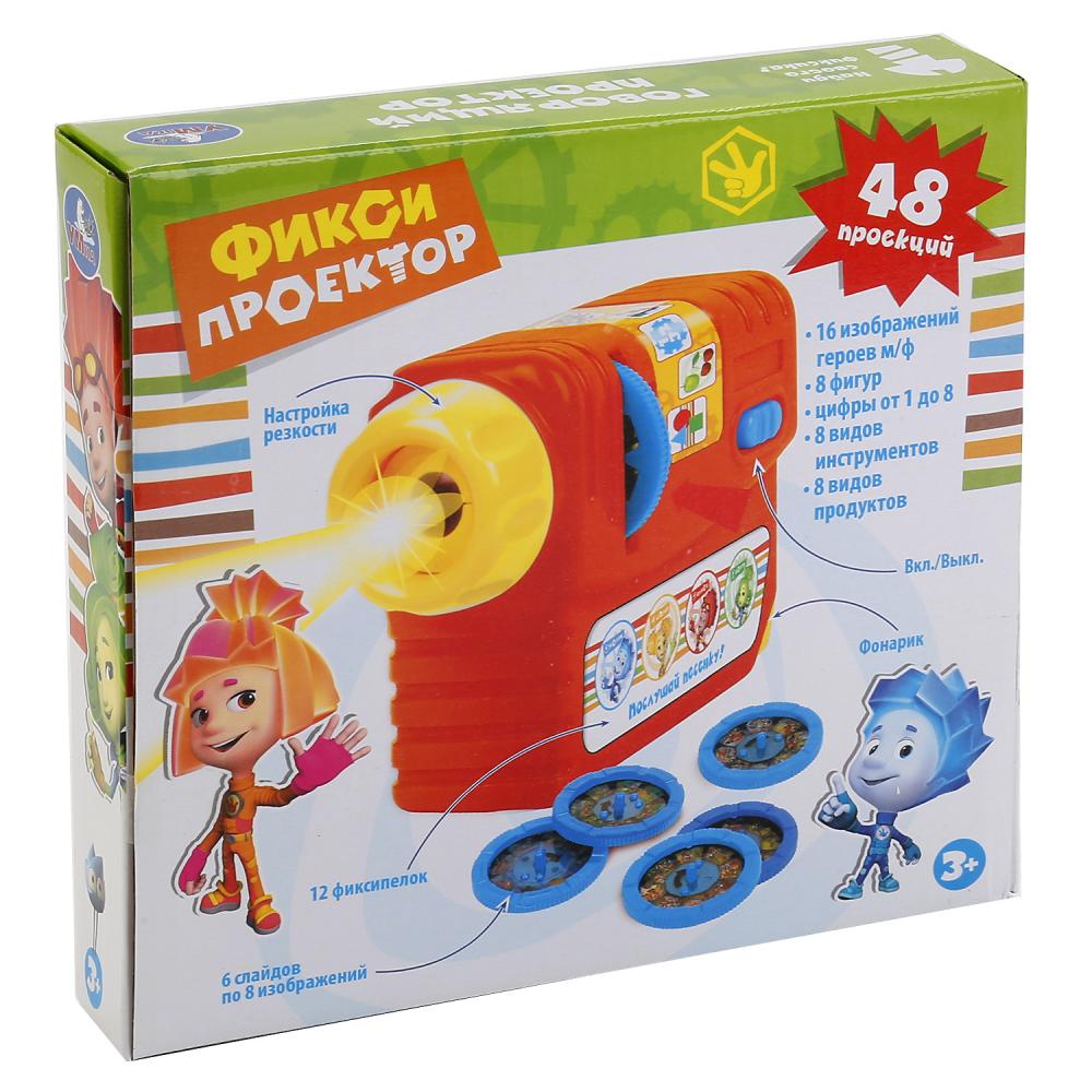 Развивающий музыкальный проектор "Умка" "ФИКСИКИ" на бат. свет+звук, русс чип в русс. кор в кор.48шт