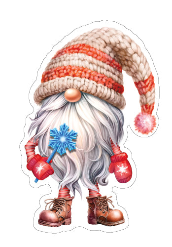 М-16592 Вырубная фигурка. Гномик со снежинкой в руке (двухсторонняя, ВД-лак)