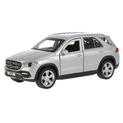 GLE-12-SR Машина металл MERCEDES-BENZ GLE 2018 12 см, двери, багаж, серебристый, кор. Технопарк в ко