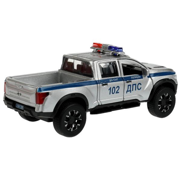 Машина металл свет-звук NISSAN TITAN ПОЛИЦИЯ 12,5 см, двери, баг, инер, кор. Технопарк в кор.2*36шт