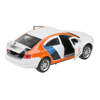Машина металл "skoda octavia каршеринг" 12см, откр.двери, инерц., белый в кор. Технопарк в кор2*36шт