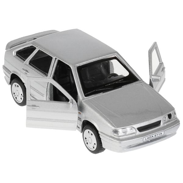Машина металл LADA-2114 "SAMARA" 12 см, двери, багаж, инерц, серебрист, кор. Технопарк в кор.2*36шт
