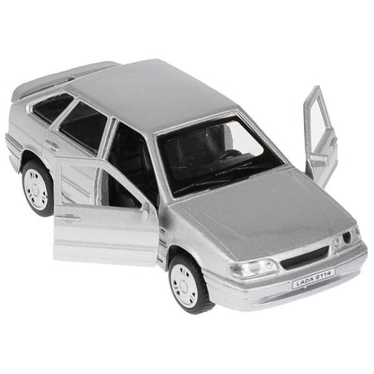 Машина металл LADA-2114 "SAMARA" 12 см, двери, багаж, инерц, серебрист, кор. Технопарк в кор.2*36шт