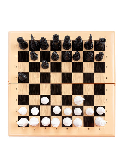 ИГРА НАСТОЛЬНАЯ "ШАШКИ-ШАХМАТЫ-НАРДЫ" (БОЛ, БЕЖ) в кор.6шт