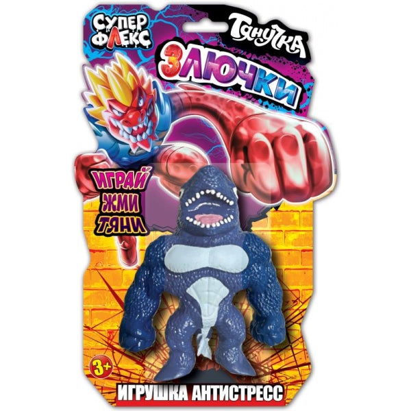 TMS-S09-RU Игрушка тянучка мегастреч злючки 15см, блистер Супер Флекс в кор.15шт