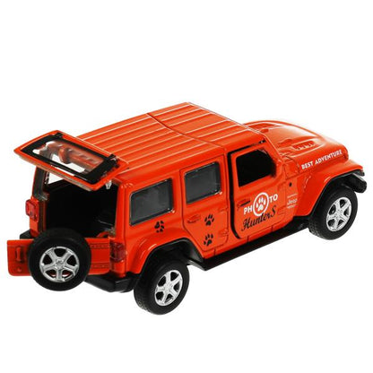 Машина металл JEEP WRANGLER SAHARA САФАРИ 12 см, двери, багаж, инерц, кор. Технопарк в кор.2*36шт