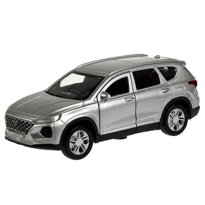 Машина металл HYUNDAI SANTAFE длин 12 см, двер, багаж, инер, серебрист, кор. Технопарк в кор.2*36шт