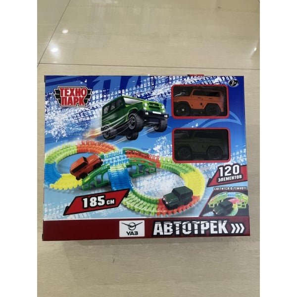 Игрушка пластик UAZ восьмерка 2 машинки 10 см,свет,автотрек на бат.,кор. Технопарк в кор.2*24шт