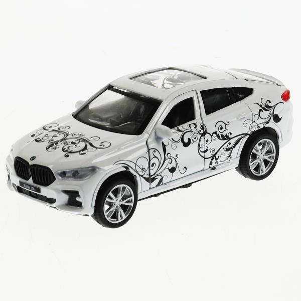 Машина металл BMW X6 ДЛЯ ДЕВОЧЕК 12 см, двери, багаж, инер, белый, кор. Технопарк в кор.2*36шт