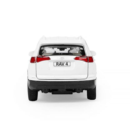 Машина металл TOYOTA RAV4 длина 12 см, двери, багаж, инерц, белый, кор. Технопарк в кор.2*36шт