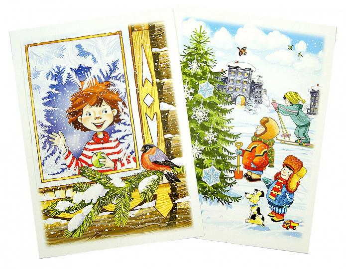 Беседы с ребенком. Зима (комплект для познавательных игр с детьми 12 картинок с текстом на обороте, в папке, А5)