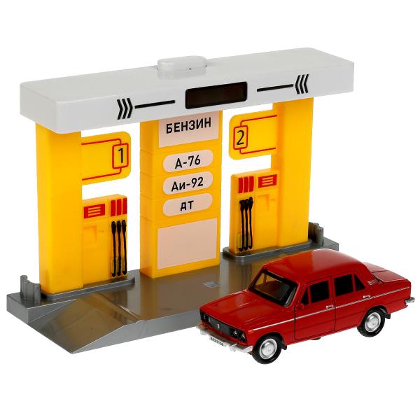 OILSTA-22PL2106-YE343262 Игрушка пластик свет-звук бензоколонка С МАШИНКОЙ 21 см кор. ВАЗ-2106 Техно