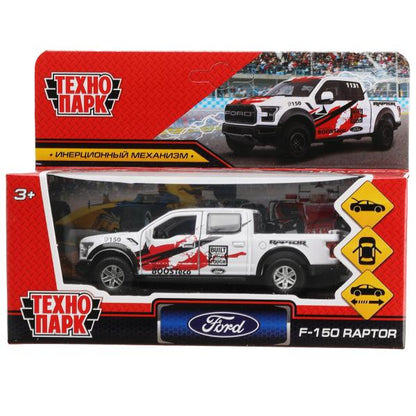 F150RAP-12SRT-WH 326504 Машина металл FORD F150 RAPTOR СПОРТ 12 см, двери, багаж, инерц, белый, кор.