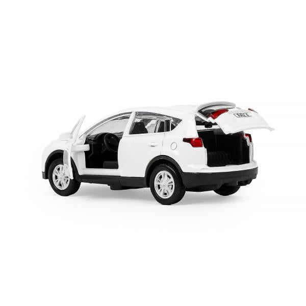 Машина металл TOYOTA RAV4 длина 12 см, двери, багаж, инерц, белый, кор. Технопарк в кор.2*36шт