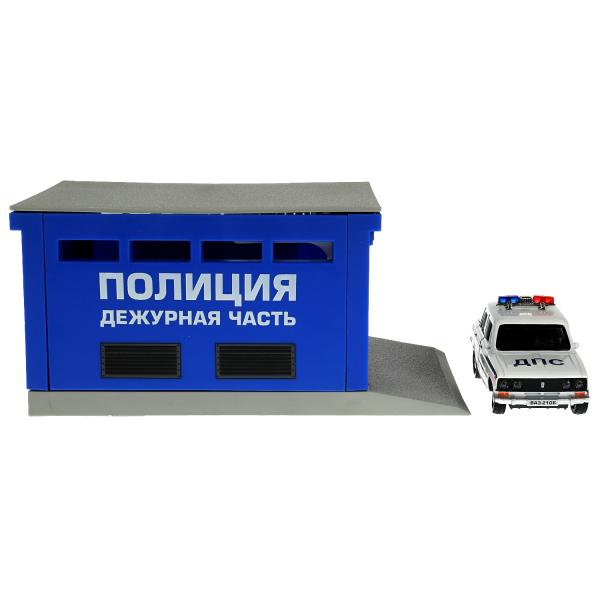 Модель пластик ГАРАЖ ПОЛИЦИЯ 20,5 см, ваз 2106, син, кор. Технопарк в кор.24шт