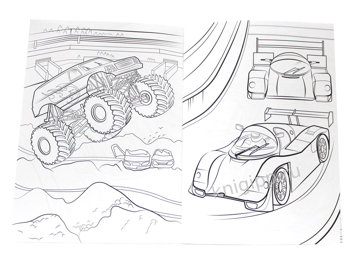 МОЯ РАСКРАСКА А4 чёрная. БЫСТРЫЕ МАШИНКИ