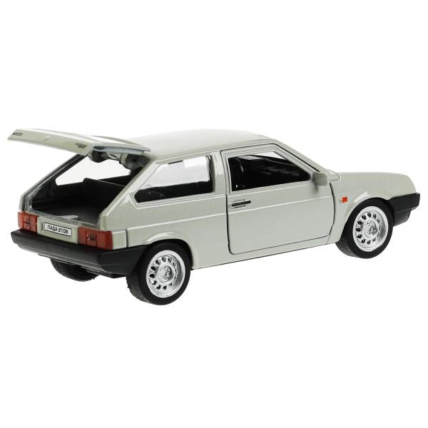 Машина металл LADA-2108 "СПУТНИК" 12 см, двер, баг, инерц, серебристый, кор. Технопарк в кор.2*36шт