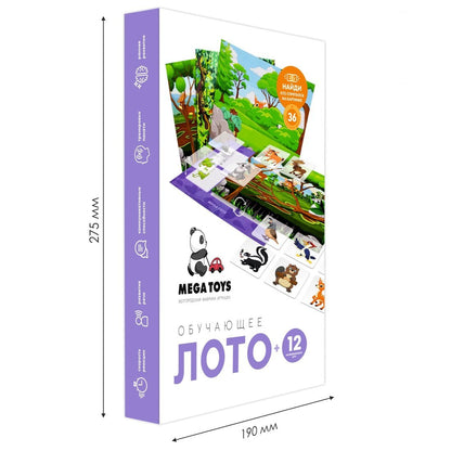 Mega Toys. Лото обучающее с прозрачными карточками "Лесные животные" арт.17245 /21
