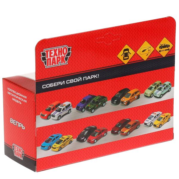 Машина металл ГАЗ ВЕПРЬ ПОЛИЦИЯ 12,5 см, двери, пулем, инерц, сер, кор. Технопарк в кор.2*60шт