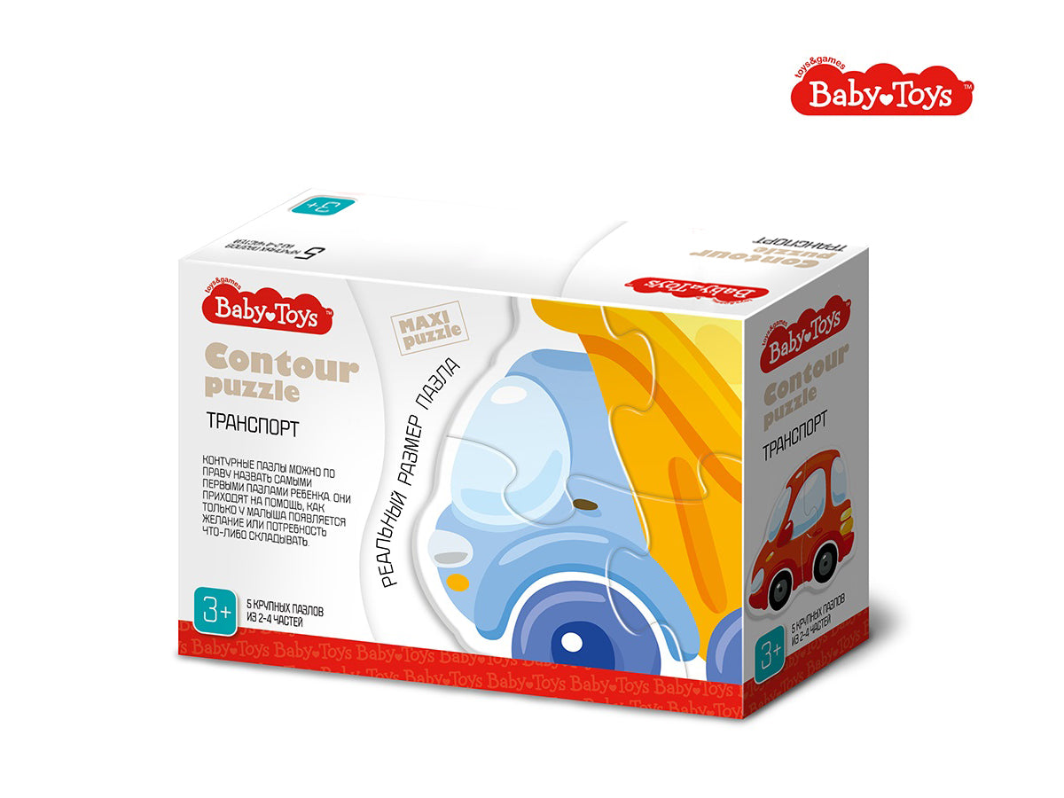 Пазлы контурные "Транспорт" Baby Toys (5 карт. 15 эл)