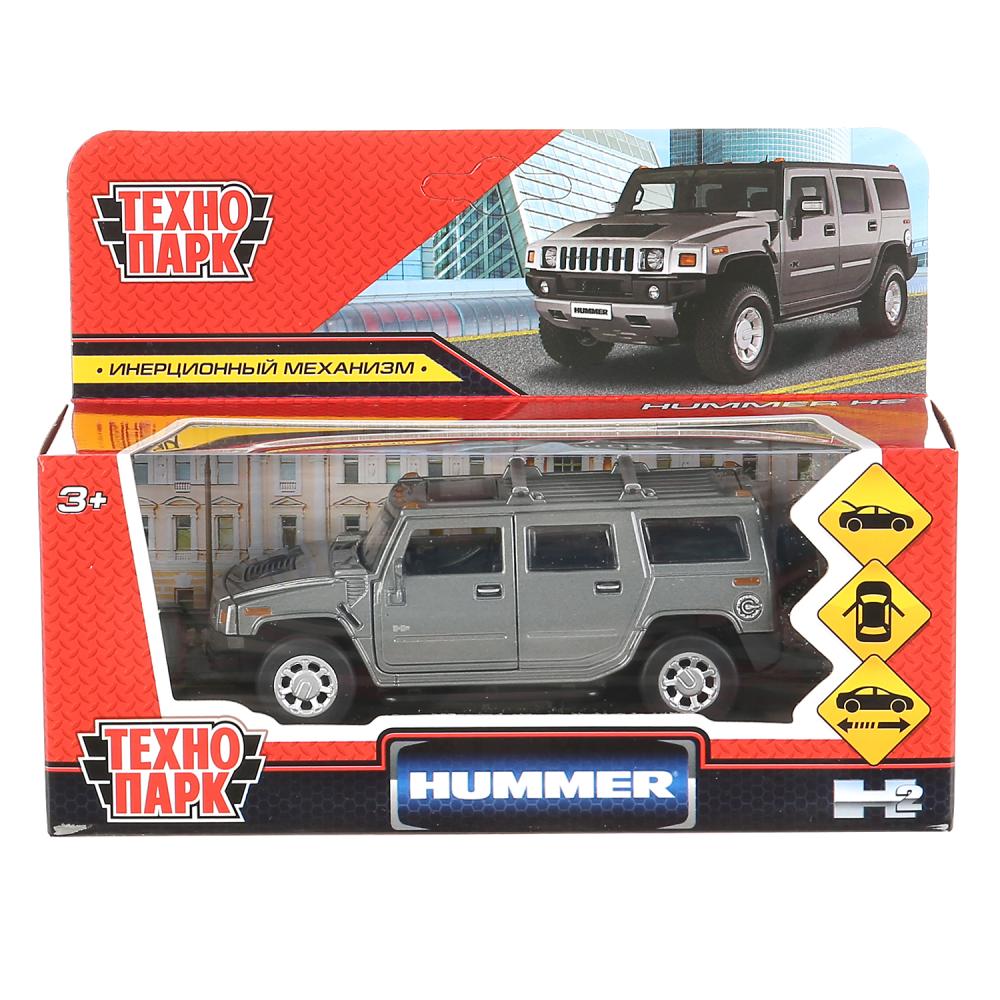 Машина металл HUMMER "hummer h2", дл12см,откр дв,багаж,инерц,темн-сер,в кор Технопарк в кор.2*36шт