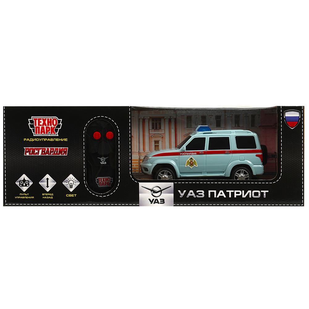 Технопарк. Машина р/у "УАЗ Патриот Росгвардия" 15,5 см, свет, серый, кор. арт.PATRIOT-15RCROS-GY