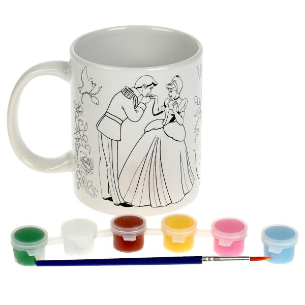 Набор д/дет тв-ва мультиарт кружка для росписи (краски, кисточка) принцесса МУЛЬТИ АРТ в кор.24шт