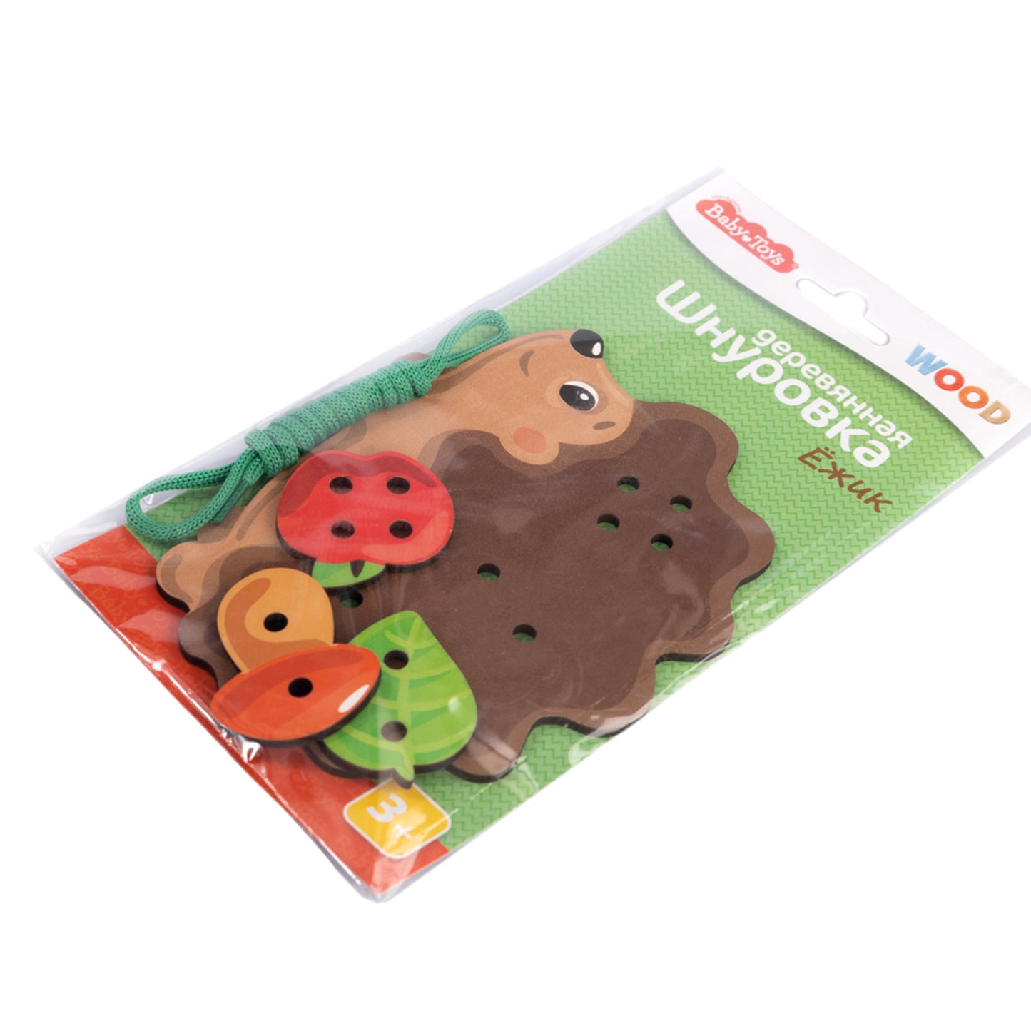 Шнуровка деревянная "Ежик" Baby Toys Wood (европодвес)