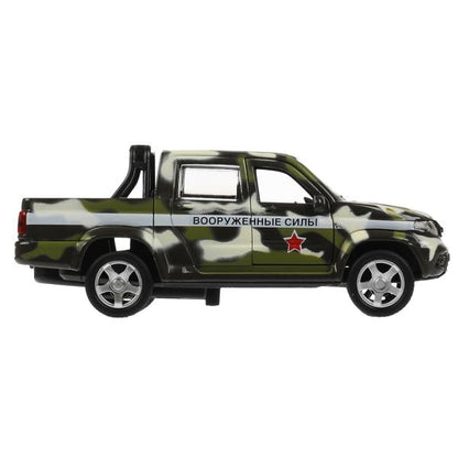 Игрушка пластик свет-звук ВОЕННАЯ БАЗА 22 см, uaz PICKUP, КАМУФЛЯЖ, кор. Технопарк в кор.2*18шт