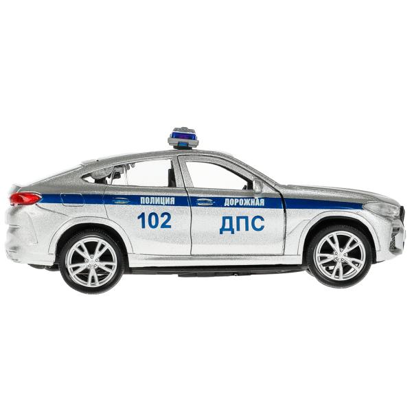 Машина металл свет-звук BMW X6 mk3 g06 ПОЛИЦИЯ 12 см, двер, инер, сер, кор. Технопарк в кор.2*36шт