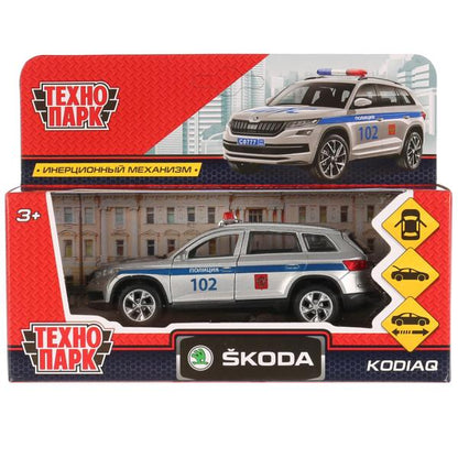 Машина металл "SKODA KODIAQ ПОЛИЦИЯ", длина 12 см, откр дв, багаж, инерц. Технопарк в кор.2*36шт