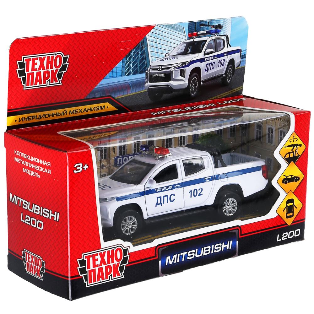Машина металл MITSUBISHI L200 PICKUP ПОЛИЦИЯ 13 см, двери, багаж, в кор. Технопарк в кор.2*36шт