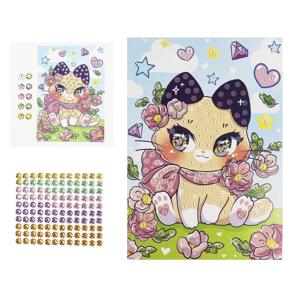 Аппликация стразами в пакете 15*21 см кавайные МУЛЬТИ АРТ в кор.100шт