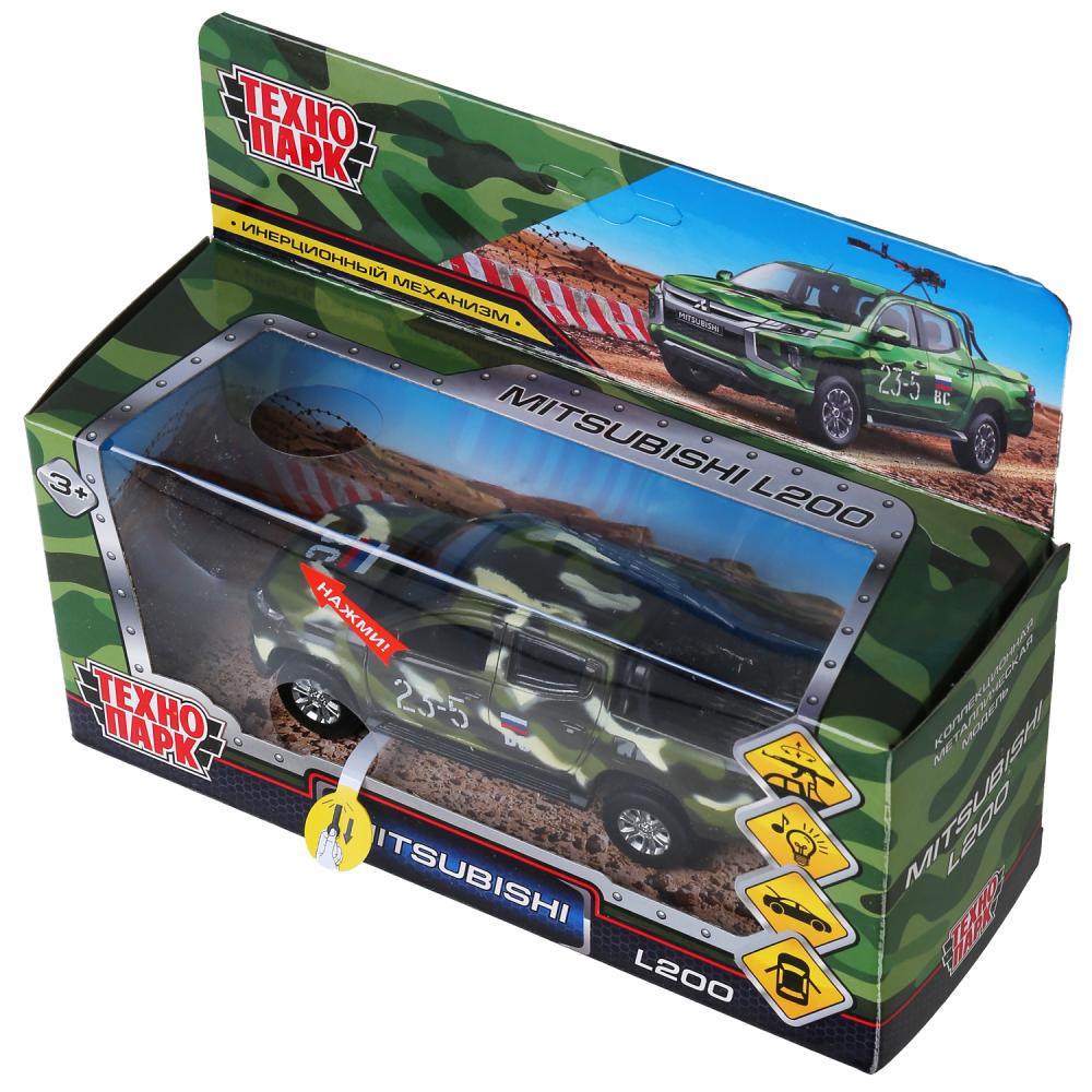 Машина металл свет-звук MITSUBISHI L200 PICKUP КАМУФЛЯЖ 13 см, двери, кор. Технопарк в кор.2*36шт