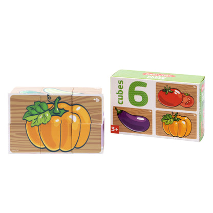 Кубики "Овощи" (без обклейки) 6 шт Baby Toys