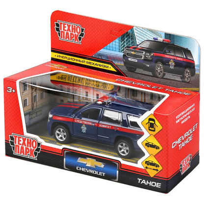 Машина металл "chevrolet tahoe следственный комитет" 12см,инерц.,синий в кор. Технопарк в кор.2*36шт