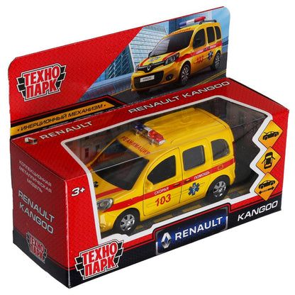 Технопарк. Модель "Renault Kangoo Реанимация" металл 12 см двери, багаж, желтая, арт.KANGOO-12AMB-YE