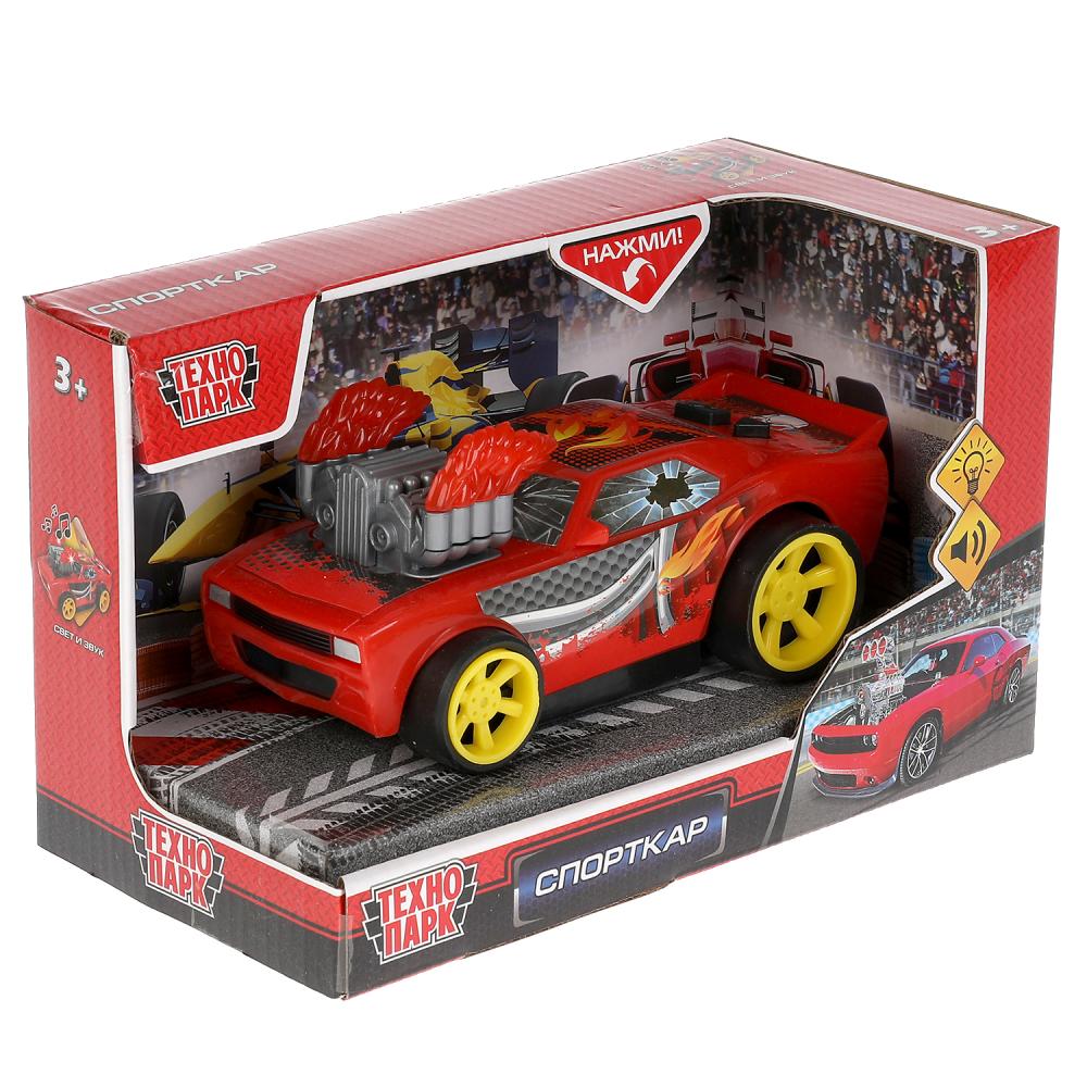 Машина пластик свет-звук СПОРТКАР 18 см, 2 кнопки, своб. ход, кор. Технопарк в кор.2*36шт