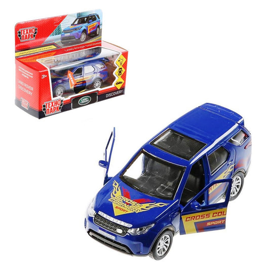 Машина металл свет-звук land rover discovery спорт 12см, инерц., синий в кор. Технопарк в кор.2*36шт