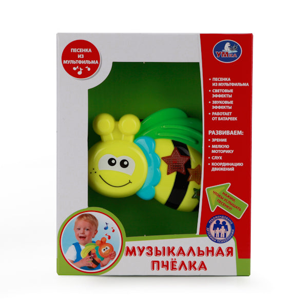 ИГРУШКА "ПЧЕЛКА" "УМКА" НА БАТ. СО СВЕТОМ, РУССИФИЦ. ПЕСЕНКА ИЗ М/Ф В РУСС. КОР. в кор.2*24шт