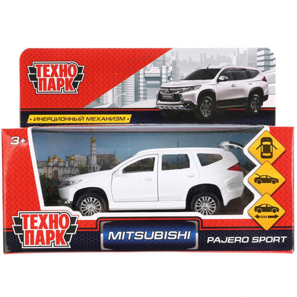 Машина металл "MITSUBISHI PAJERO SPORT" 12см, открыв двери, инерц, белый в кор Технопарк в кор2*36шт
